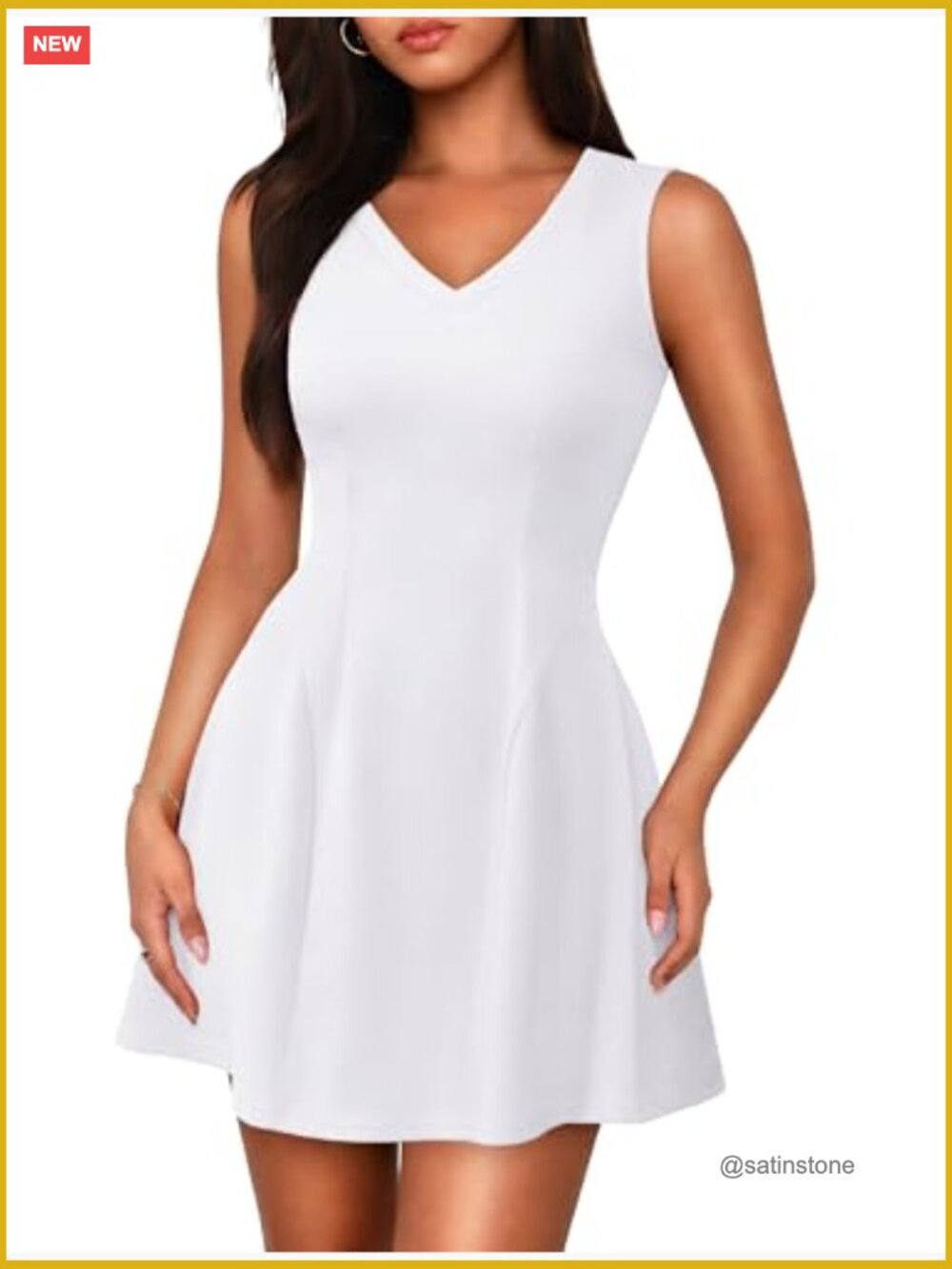 A Line V Neck Sleeveless Mini Dress Cocktail Party Work - Picture 2 of 7